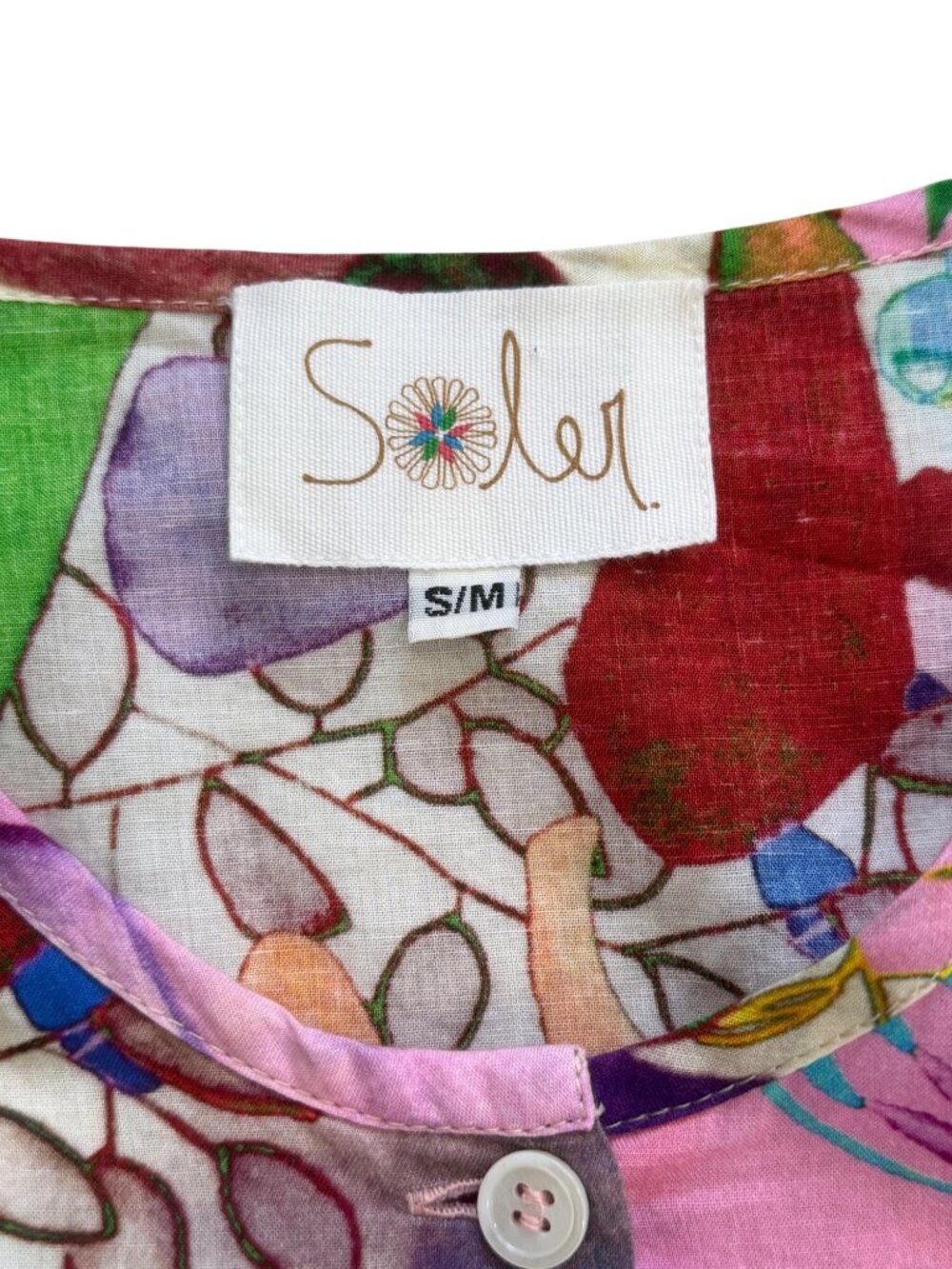 Soler Womens Size S Midi Dress Multicolor Abstract Cotton Romantic Colorful - Picture 3 of 6